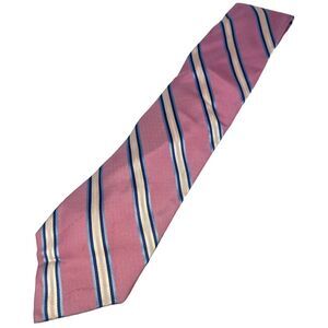 Nautica Men’s 100% Silk Necktie Pink Cream Blue Striped Tie Classic Formal Wear